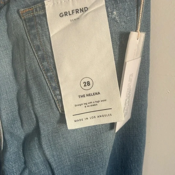 New GRLFRND The Helena Straight Leg Medium Wash Blue Distressed Ankle Denim Jean - Picture 7 of 11